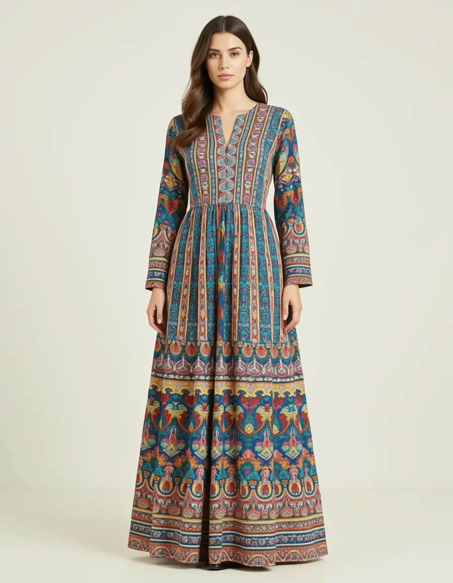 Long Printed Dress buntes Maxikleid