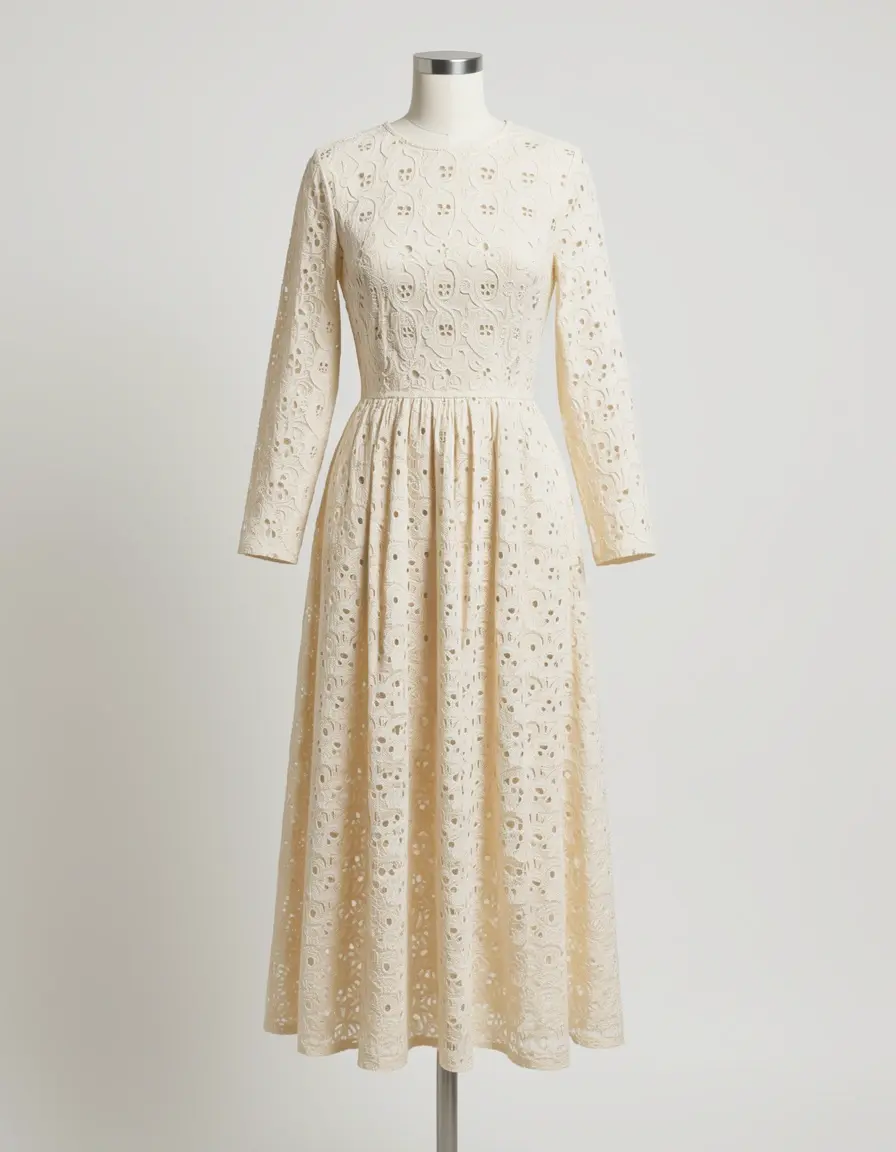 Long Eyelet Lochstickerei Kleid