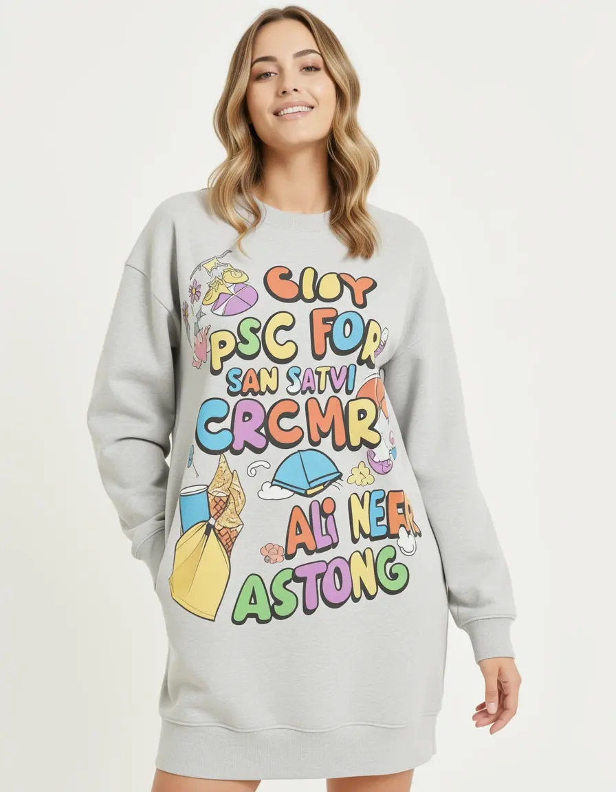Bedrucktes Sweatkleid Damen für gute Laune