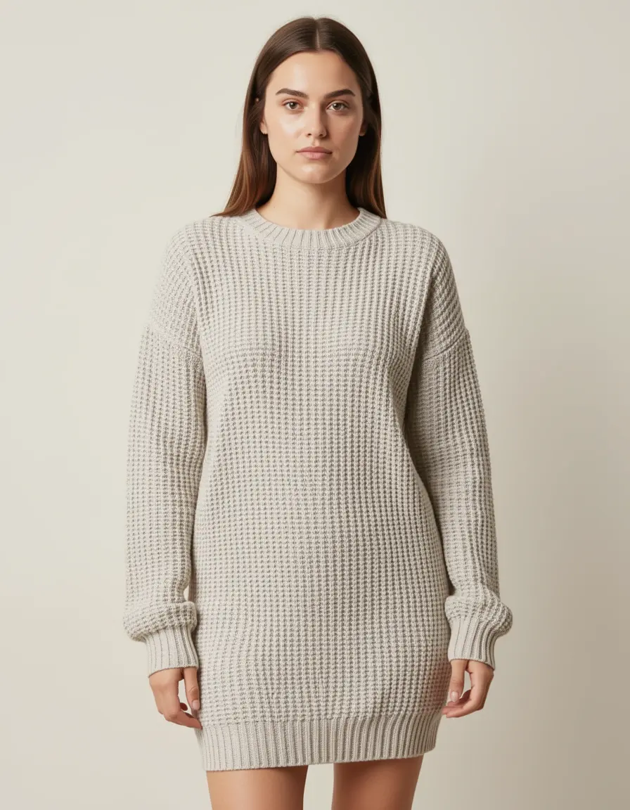 Edles Sweatkleid Damen im Strick-Look