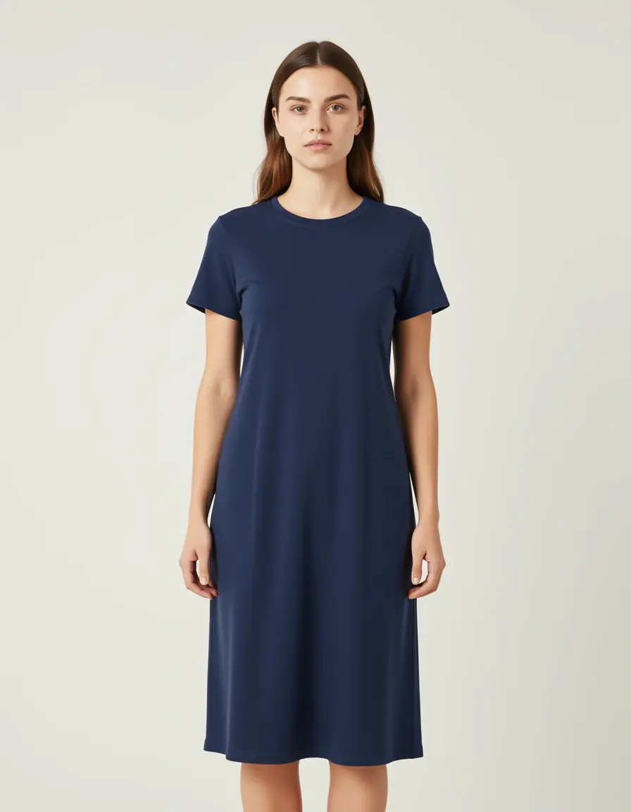 Plain T-Shirt Midi Kleid - minimalistisch und chic