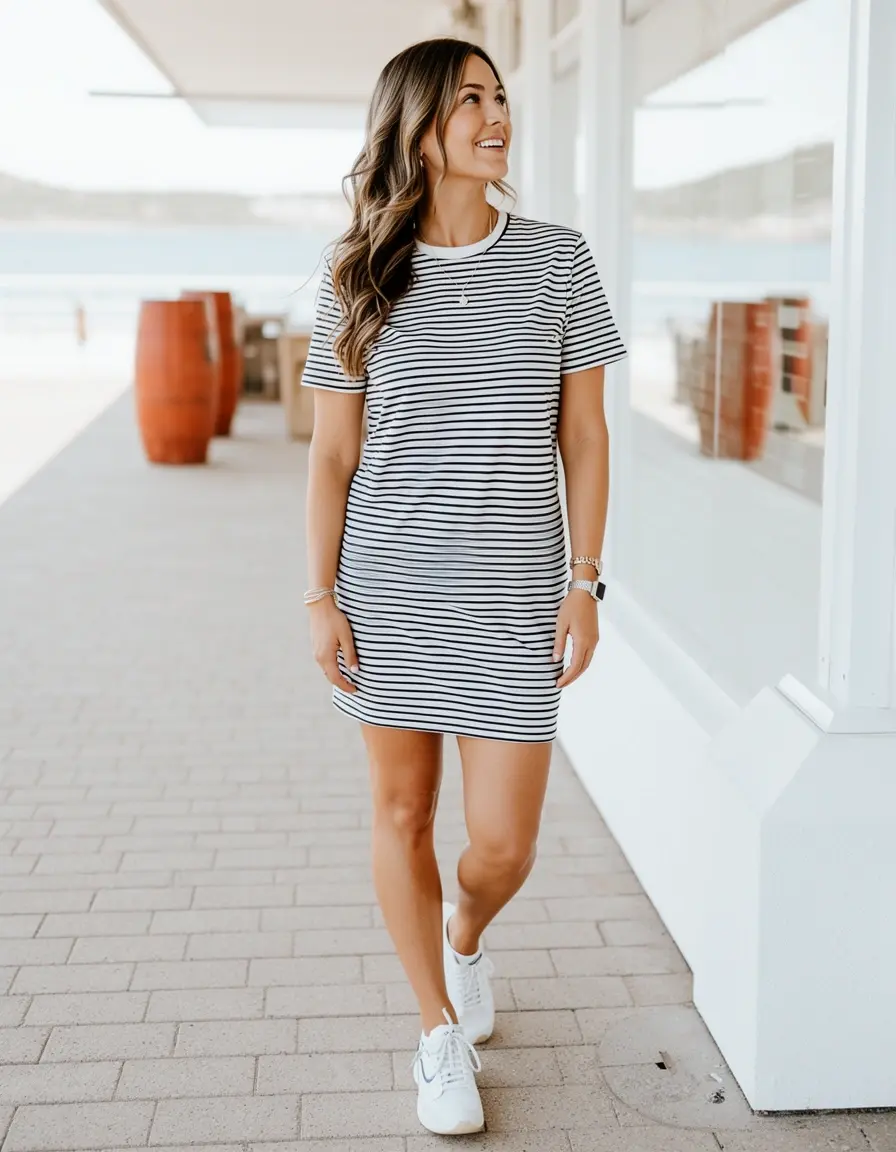 Gestreiftes T-Shirt Kleid für den Sommer