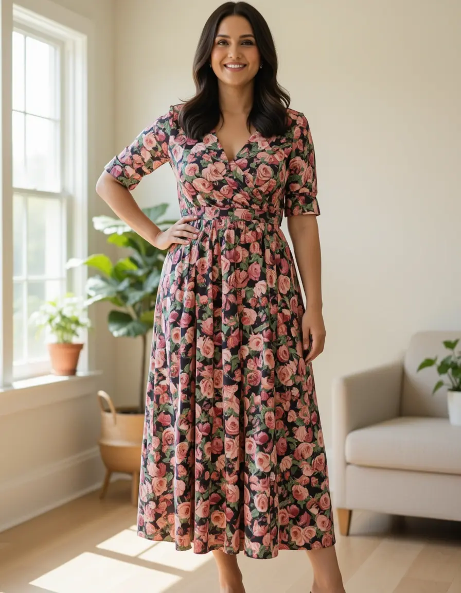 40s Tea Dress Floral Print