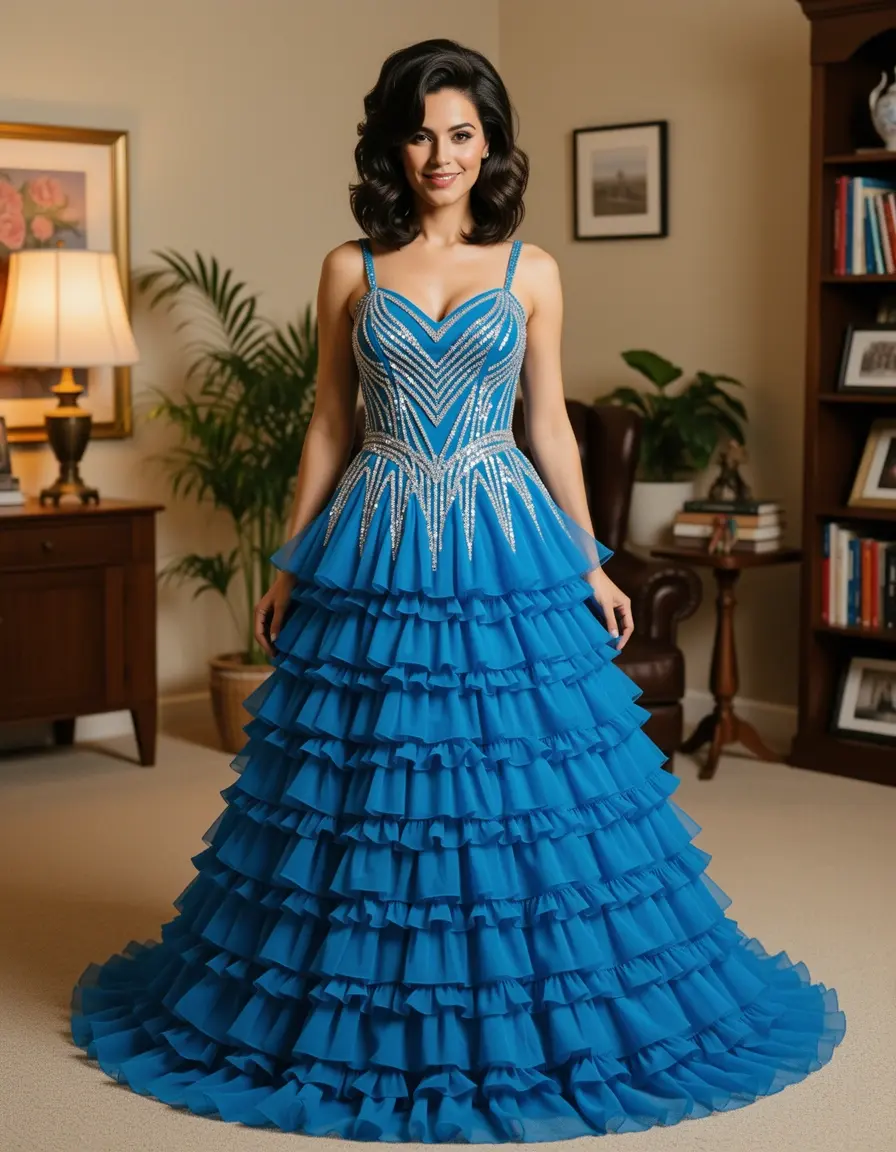 80s Prom Dress Ruffled