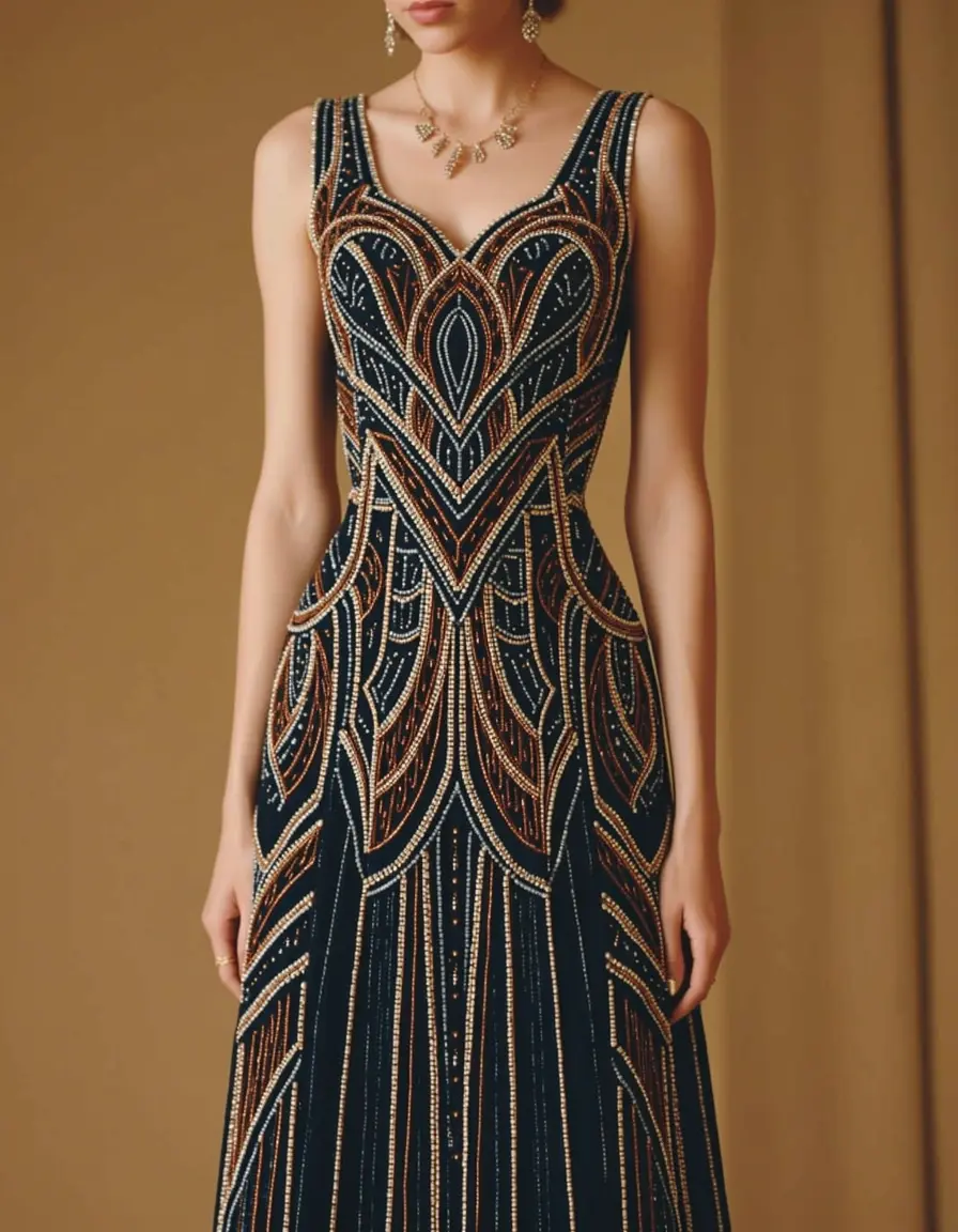Art Deco Beaded Vintage Dress