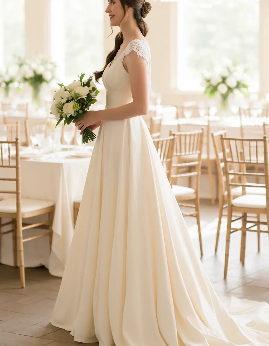 Cape Sleeve Dress ivory Hochzeit