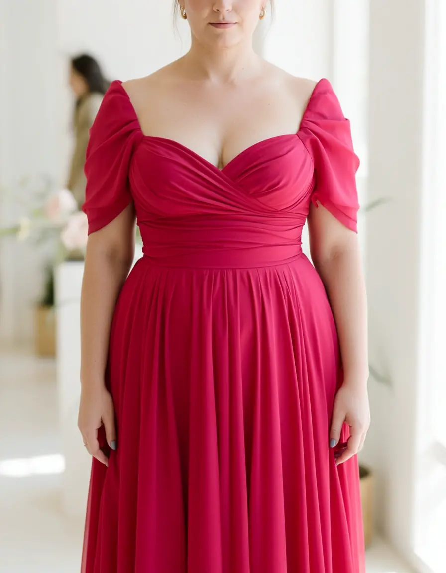 Draped Bodice Dress rose elegant