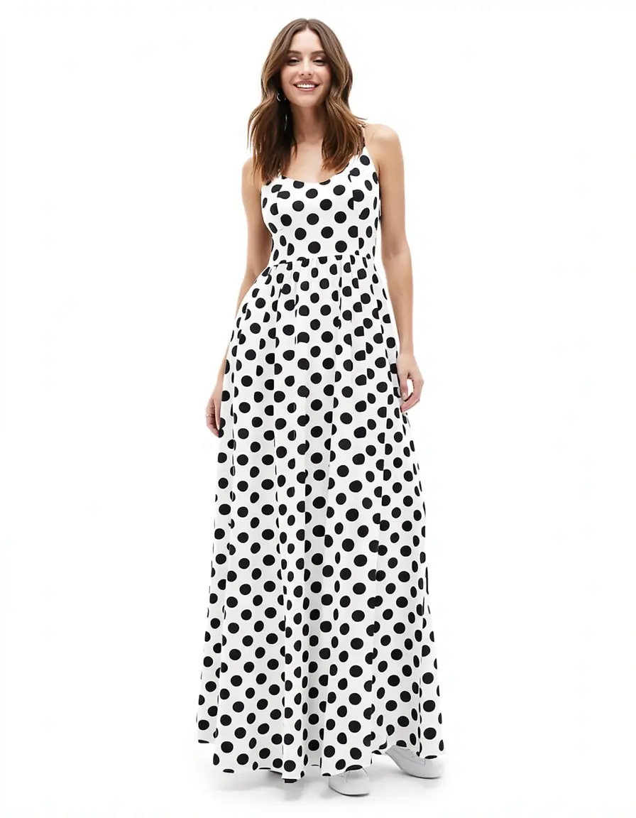 Polka Dot Maxi Dress schwarz weiß