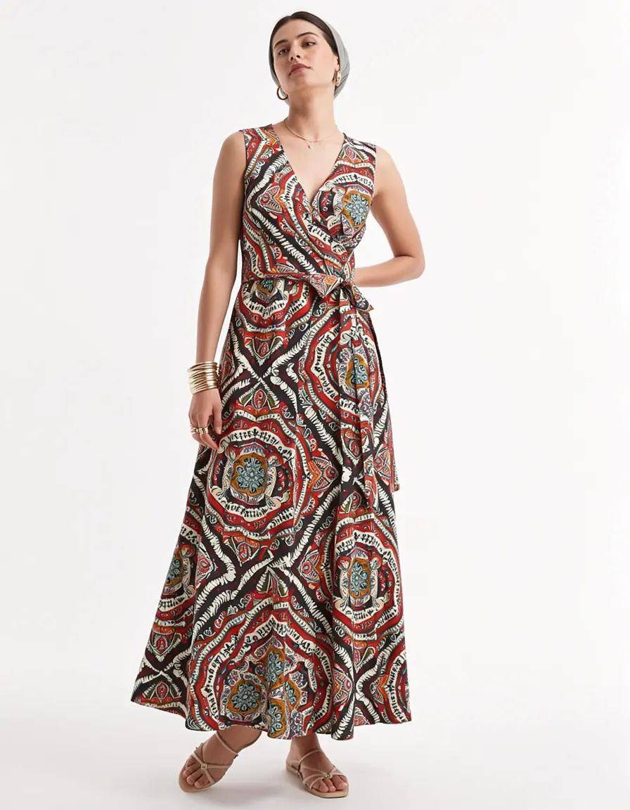 Printed Wrap Dress Wickelkleid Muster