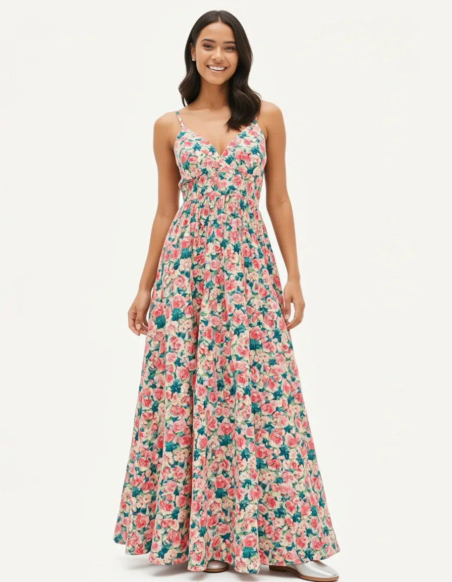 Floral A-Line Maxi Kleid