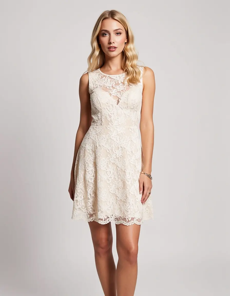 Lace A-Line Mini Kleid aus Spitze
