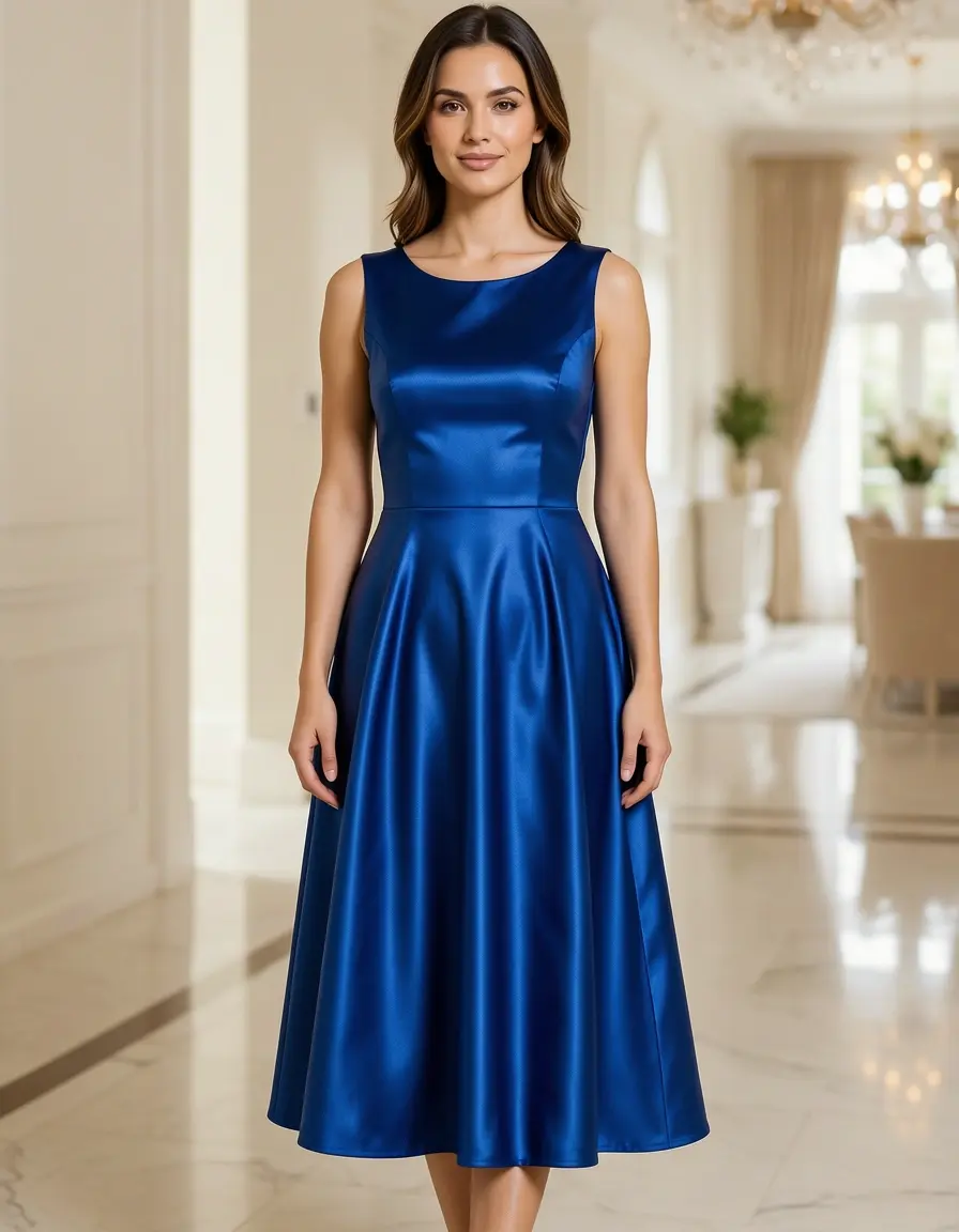 Glänzendes Satin A-Line Kleid