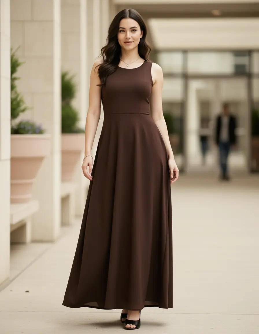 Braunes Kleid in Schokoladenbraun Maxi