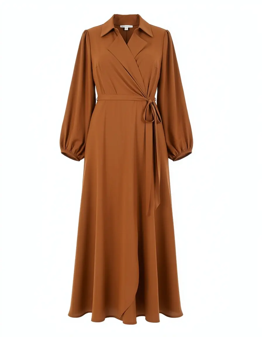 Braunes Kleid Wickeloptik Karamell