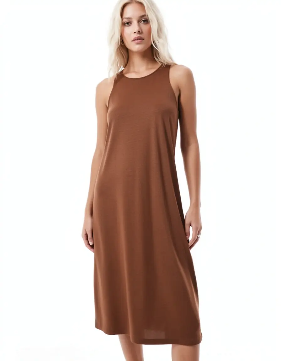 Braunes Kleid Midi Mokka