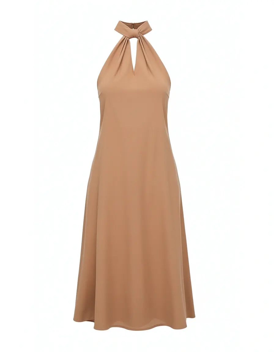 Braunes Kleid Hellbraun Neckholder
