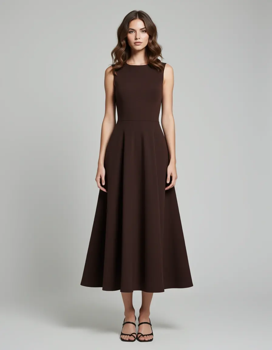 Braunes Kleid Dunkelbraun A-Linie