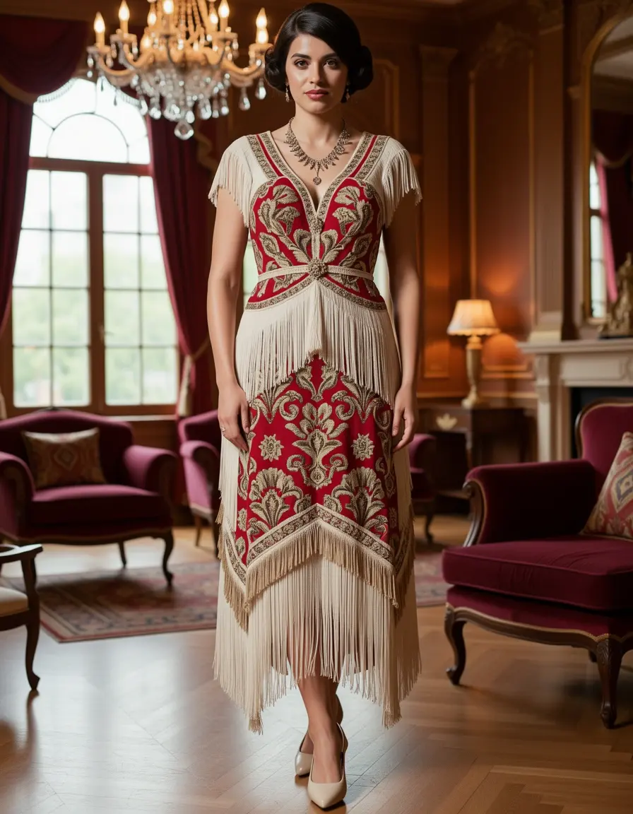 Fringe Charleston Kleid mit 20er Jahre Fransen