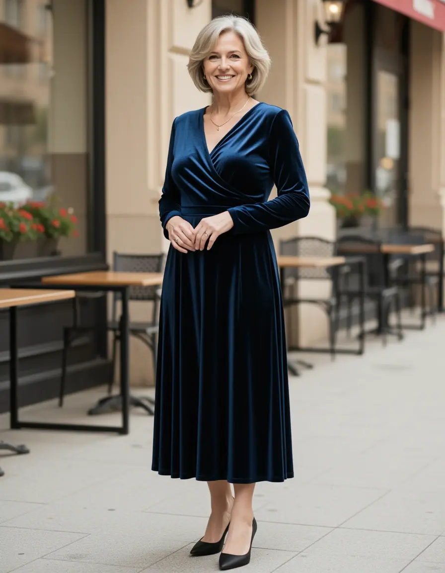 Samt Midi Kleid elegant