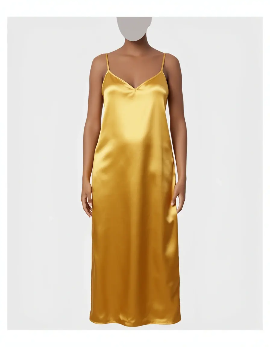 Goldenes Satin Slip Kleid elegant