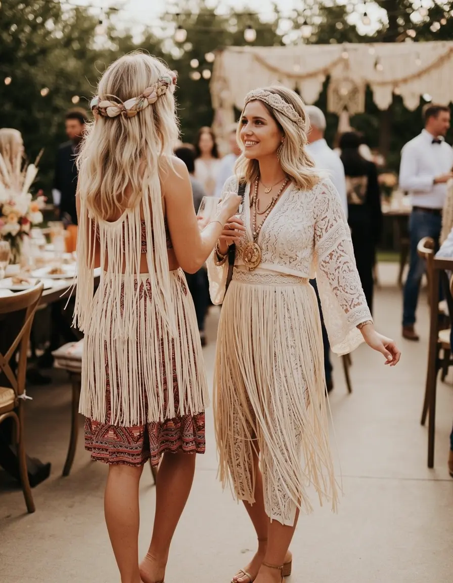 Boho Midi Kleid mit Fransen