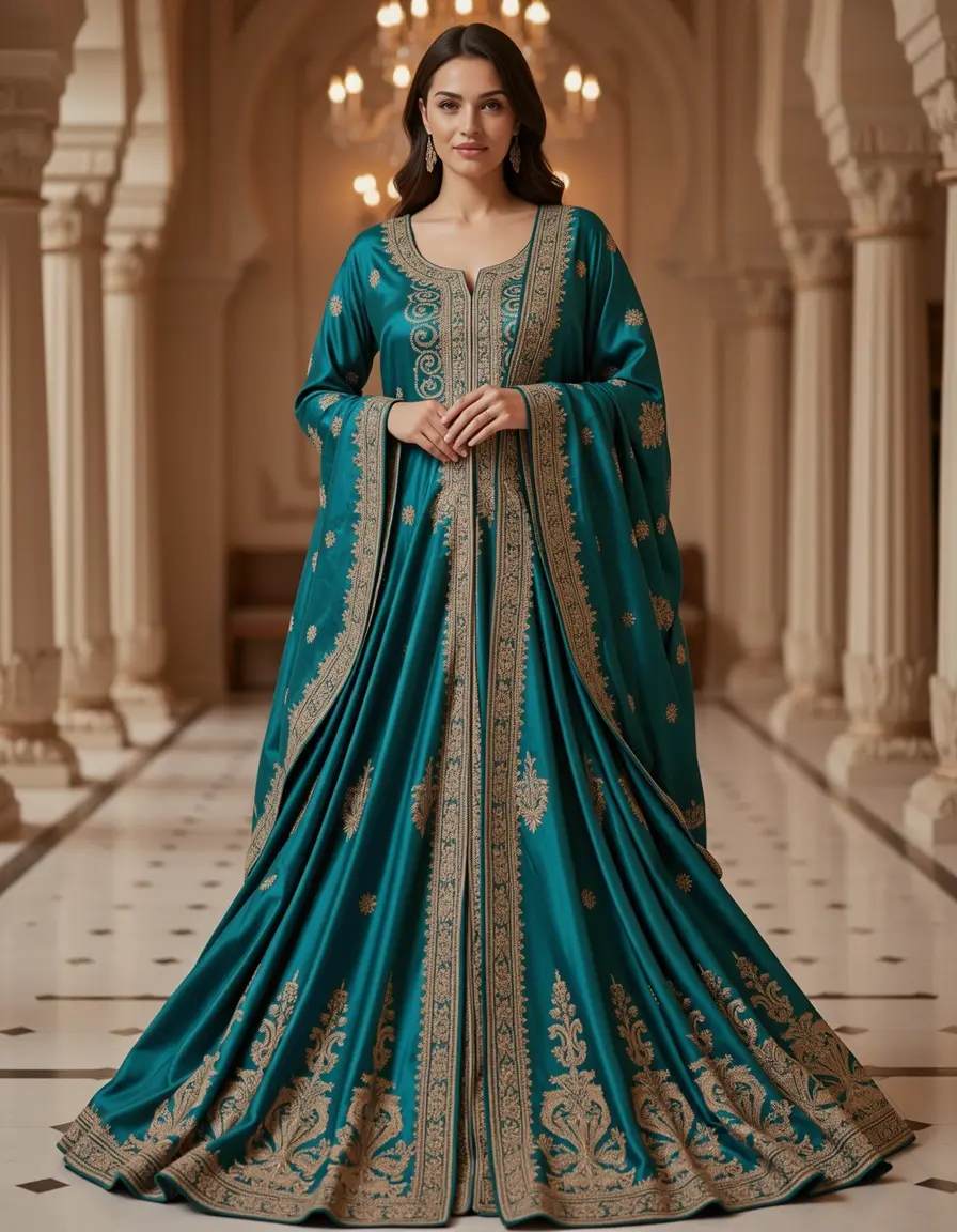 Elegantes Seiden Kaftan Kleid für besondere Anlässe