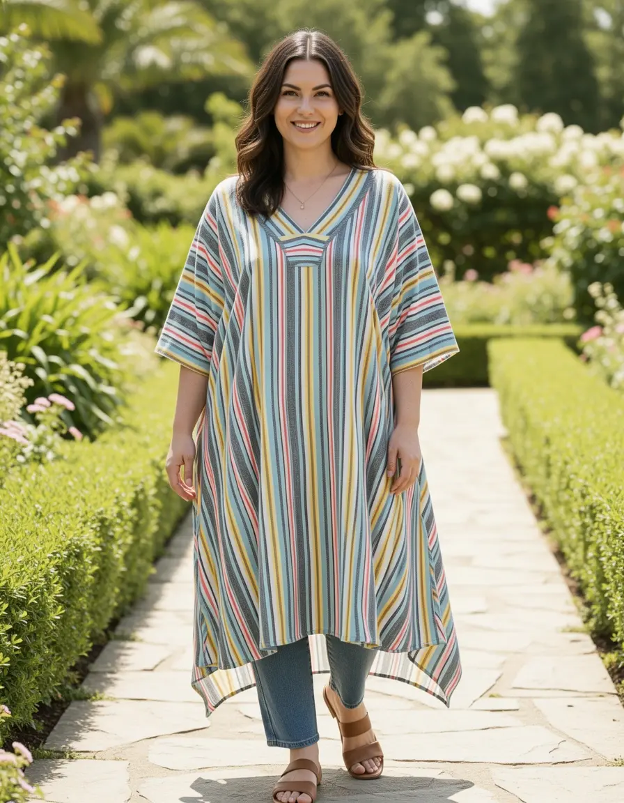 Gestreiftes Kaftan Kleid für den Alltag