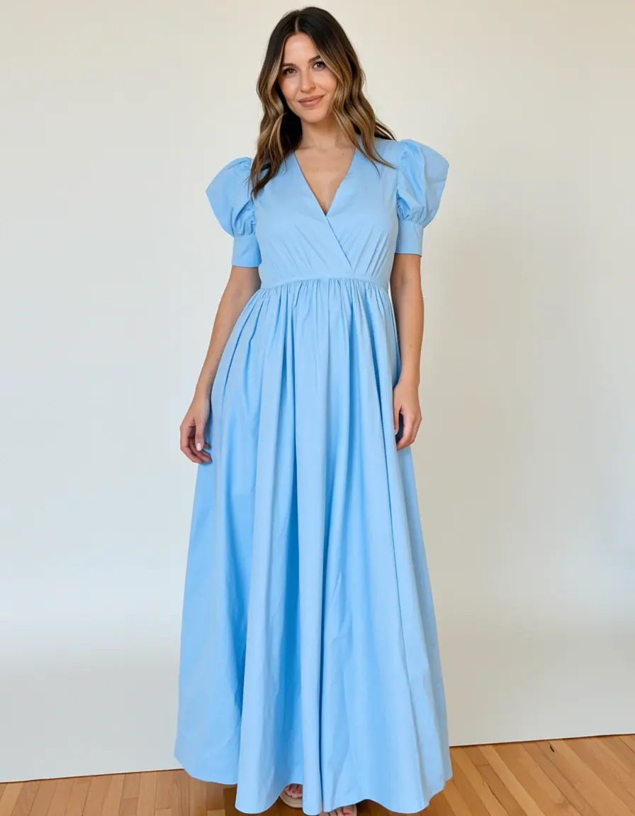 Hellblaues Maxikleid für den Sommer