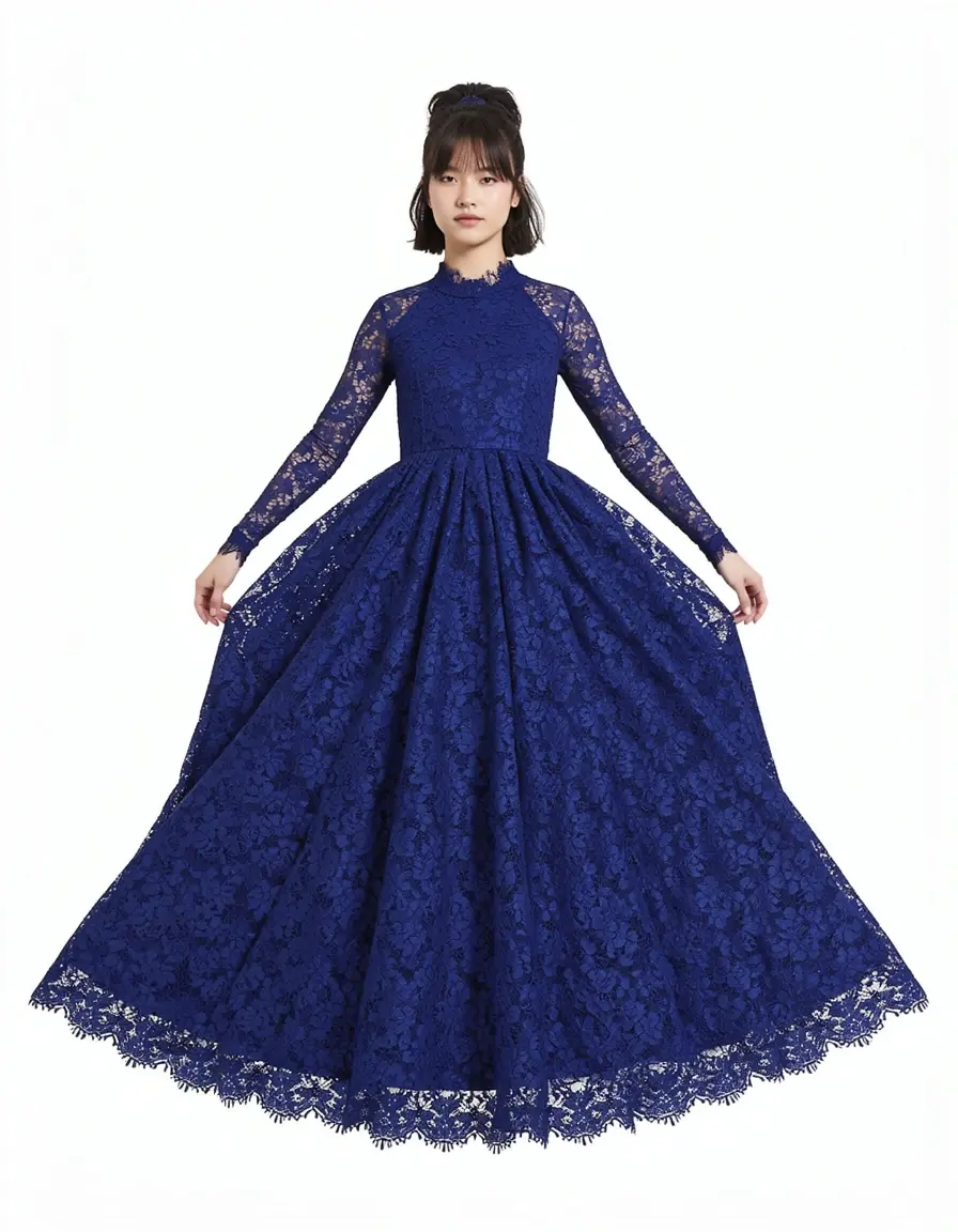 Indigo blaues Spitzenkleid edel