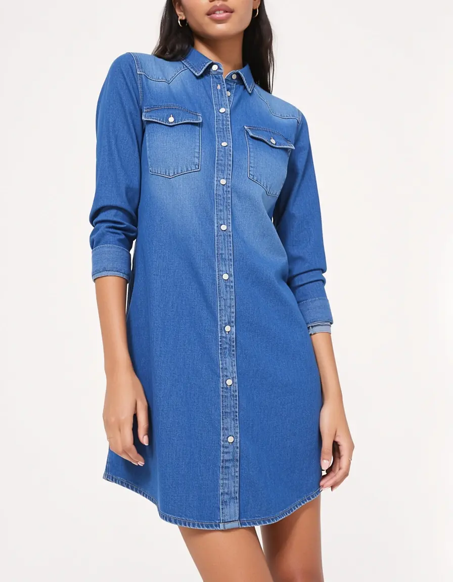 Jeans-Hemdblusenkleid blau