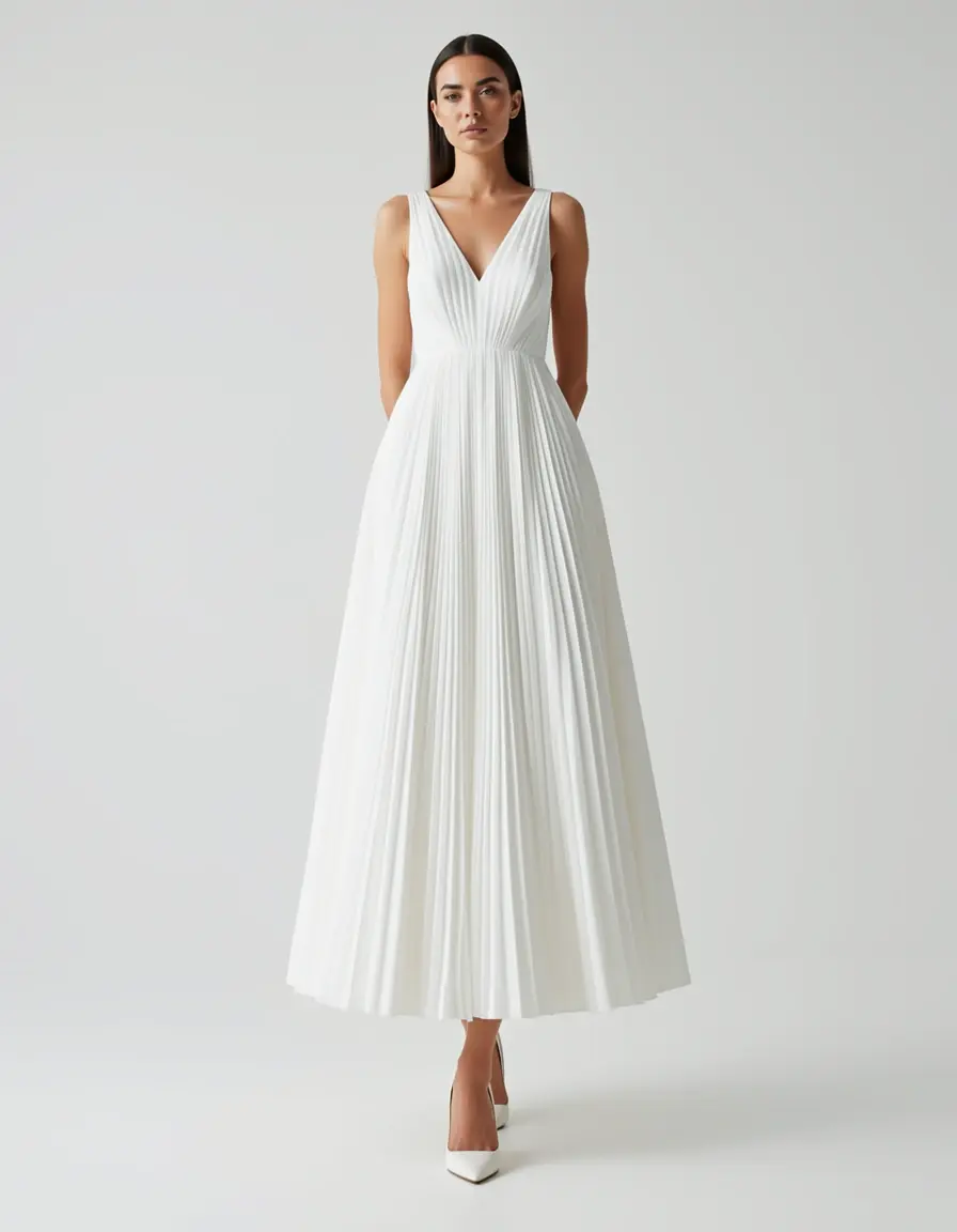 Elegantes weißes Midi Kleid