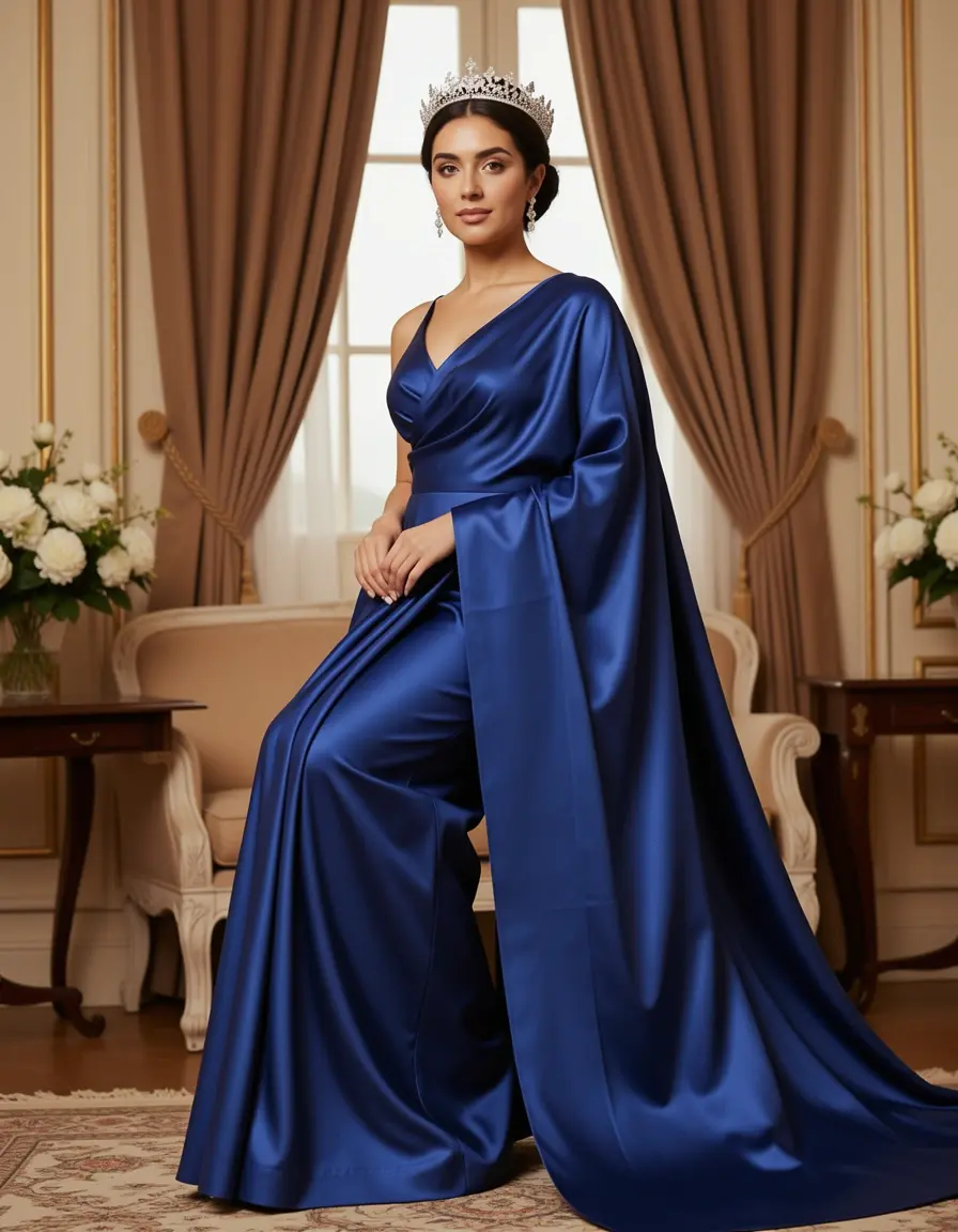 Satin Festlich Wrap Wickelkleid aus Satin