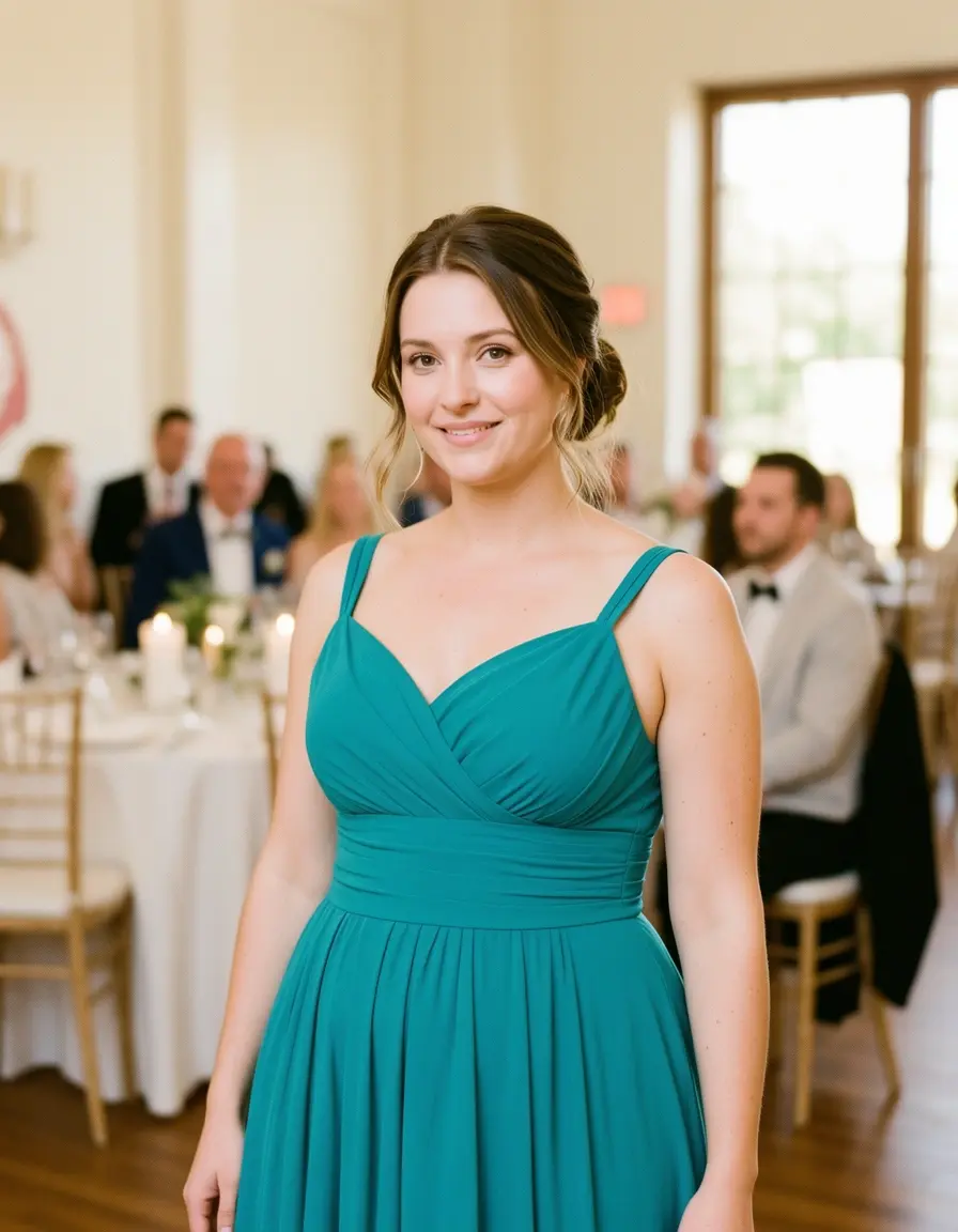 Wrap Guest Teal Kleid für Hochzeitsgast