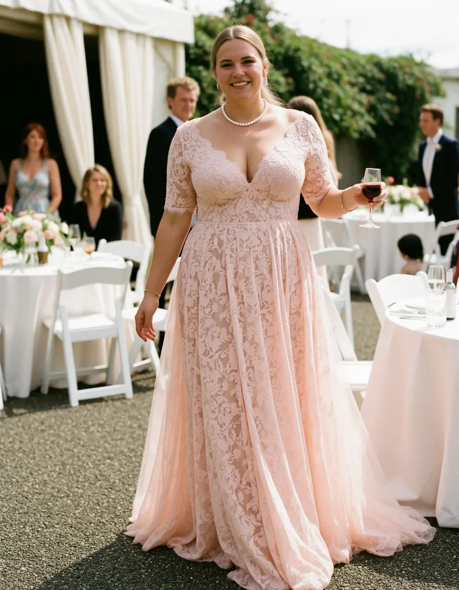 Lace Guest Blush Kleid für Hochzeitsgast