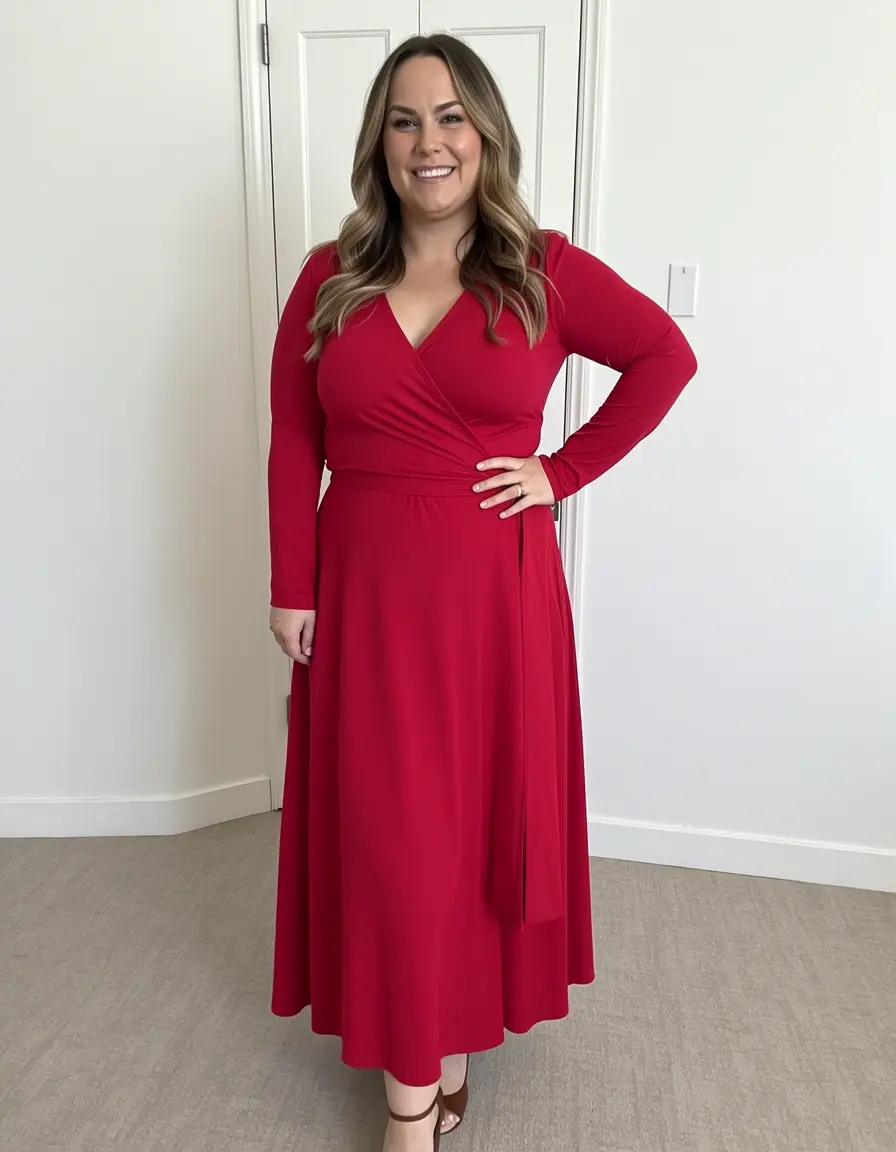 Klassisches Wickelkleid mit langen Ärmeln