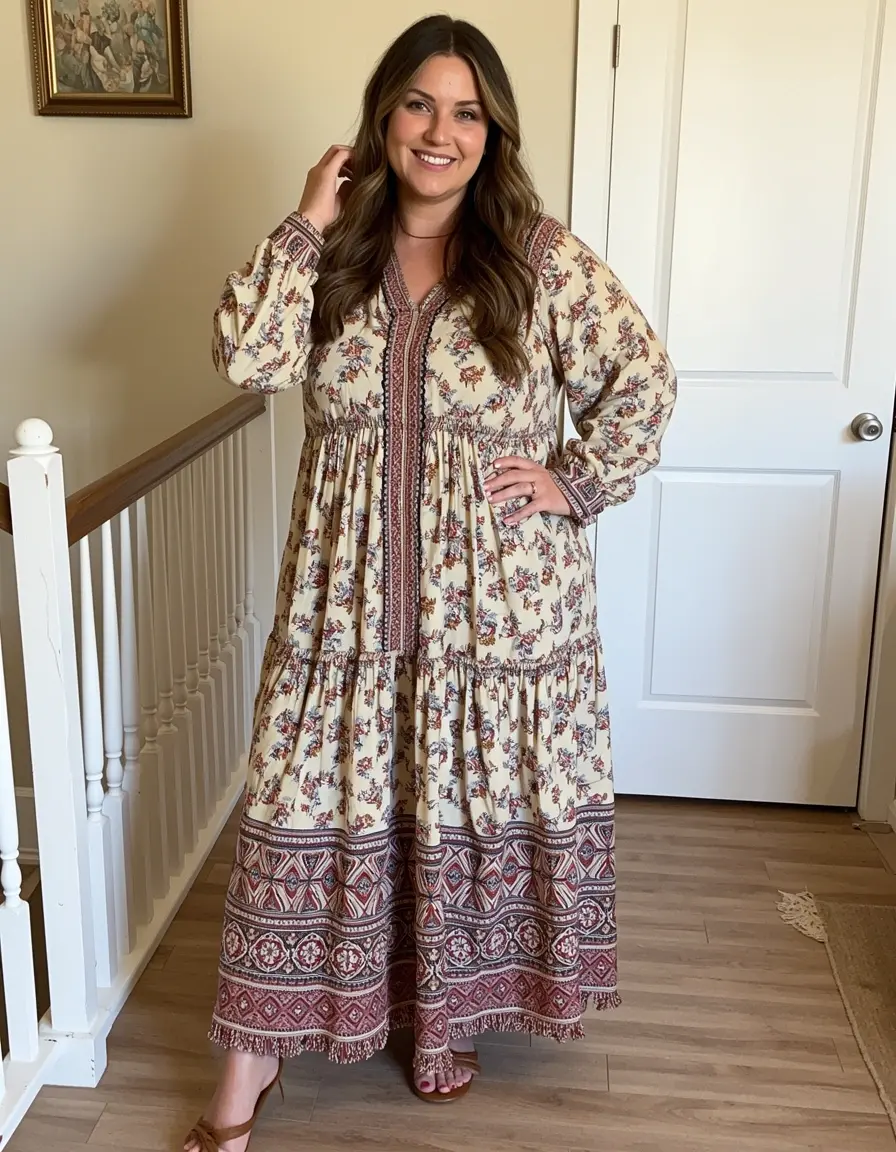 Verspieltes Boho Kleid mit weiten Ärmeln