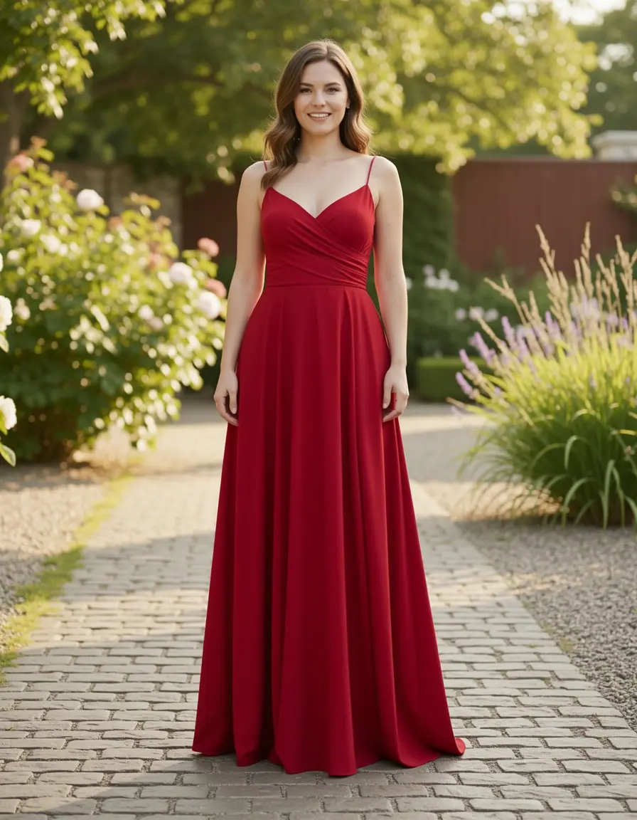 Crimson Red Maxi Kleid rot