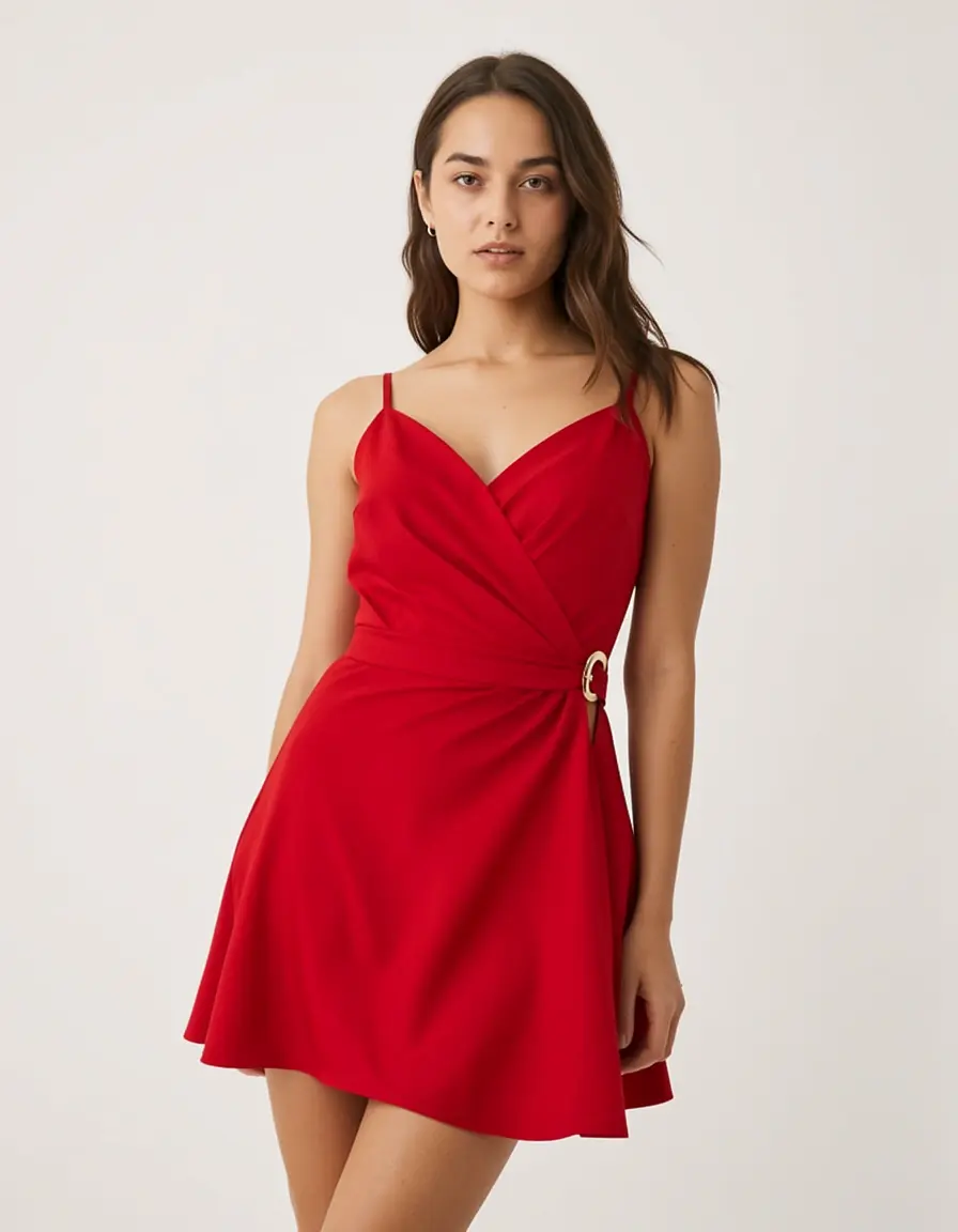 Scarlet Red Wrap Kleid rot