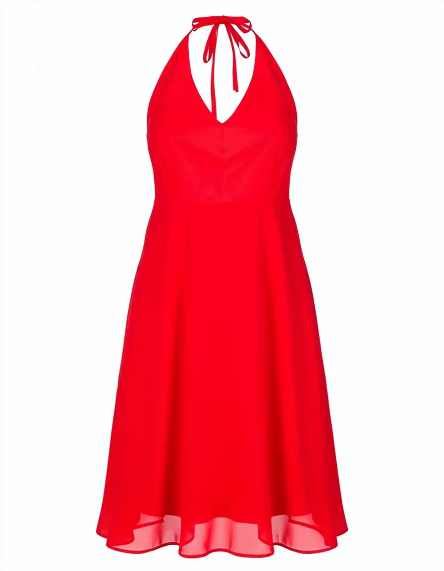 Bright Red Halter Kleid rot