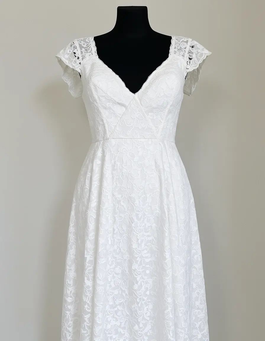 White Lace Graduation Dress mit eleganten Ärmeln