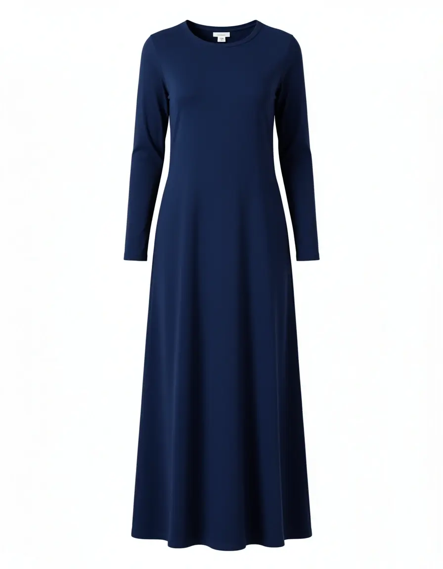 Navyblaues langärmeliges Maxi Kleid