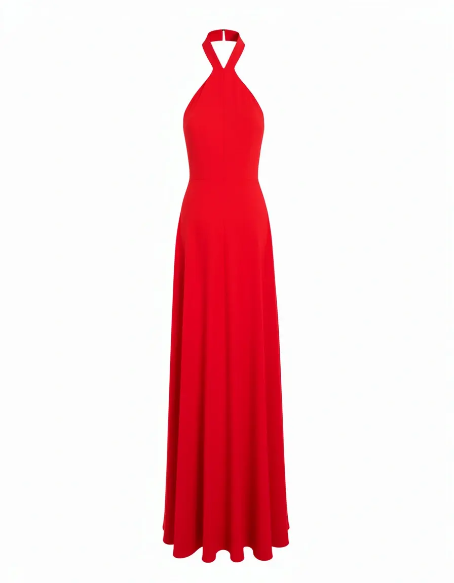 Rotes Halterneck Maxi Kleid rückenfrei