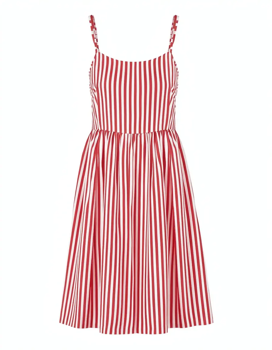 Gestreiftes Sommerkleid in Rot und Weiß