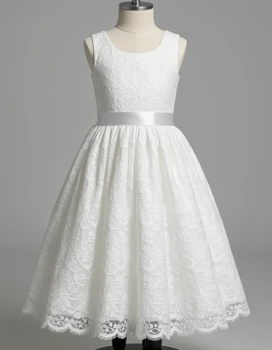 Weißes Spitzenkleid für Blumenmädchen