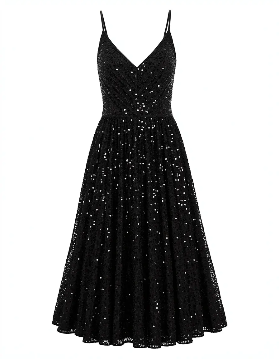 Schwarzes Cocktailkleid mit Pailletten