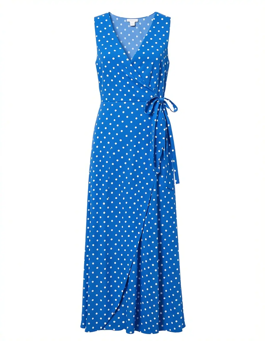 Blaues Wickelkleid mit Polka Dots
