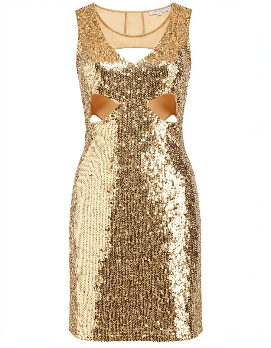 Goldenes Paillettenkleid mit sexy Cut-outs