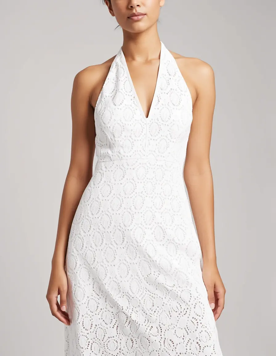 Weißes Kleid mit Cut-outs und Halterneck