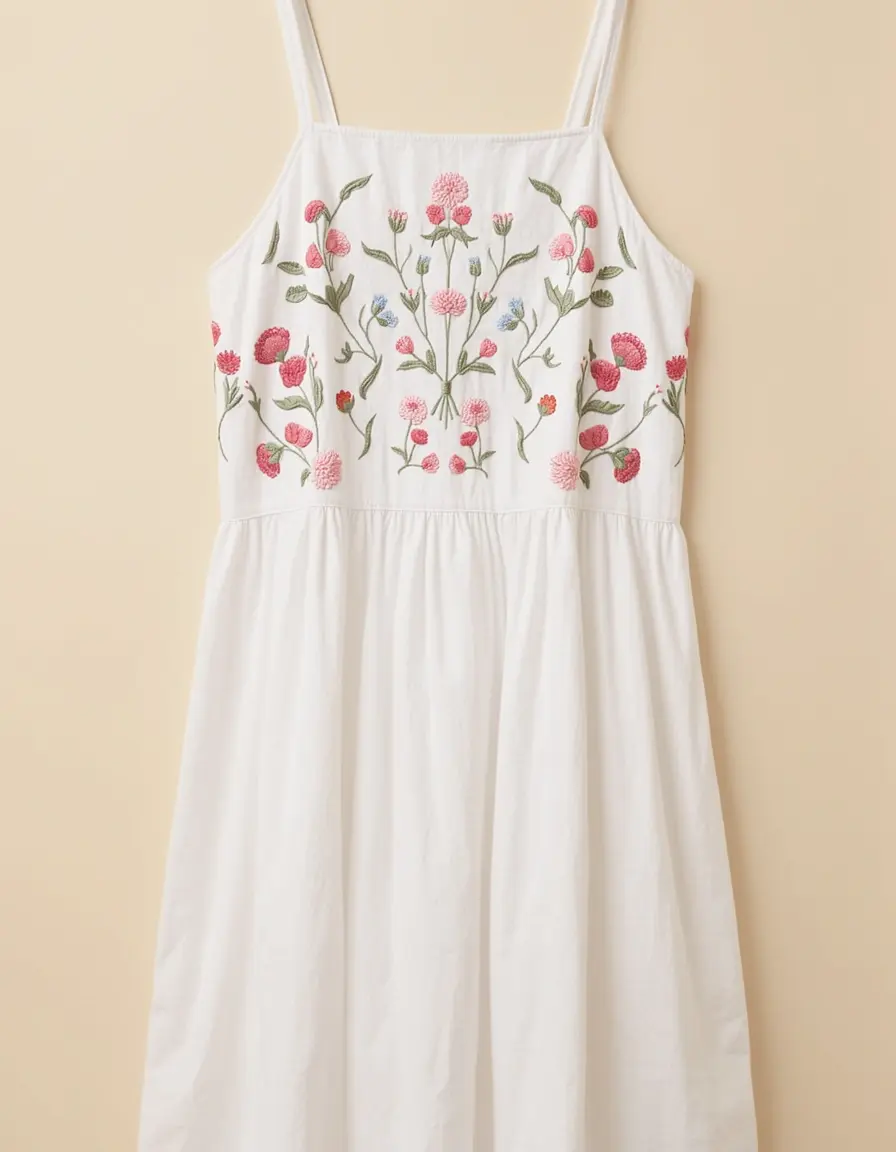Weißes Sommerkleid mit Stickerei