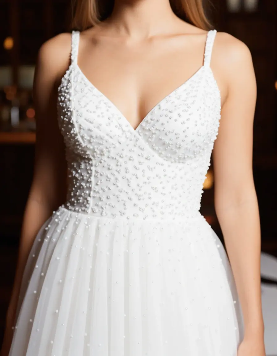 Weißes Cocktailkleid mit Perlen